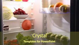  Presentation with refrigerator - Beautiful slide deck featuring refrigerator full of food backdrop and a tawny brown colored foreground