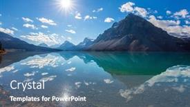  Presentation with rocky shore - PPT layouts with cold-sunny-autumn-day-lake background and a teal colored foreground