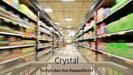  Presentation with grocery store - PPT theme having cold warehouse - blurred shot of an isle background and a coral colored foreground