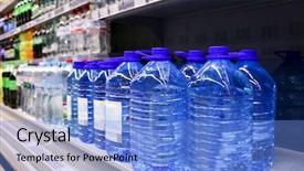  Presentation with ganga water pollution - PPT layouts featuring cold warehouse - bottles of water on shelf background and a light blue colored foreground