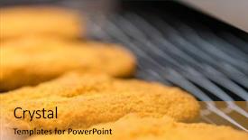  Presentation with food industry - Slides featuring cold warehouse - food industry equipment for semi-finished background and a gold colored foreground