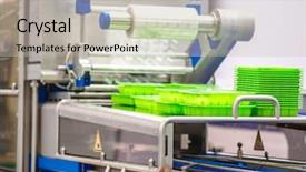  Presentation with food industry - Colorful presentation theme enhanced with cold warehouse - food industry equipment backdrop and a mint green colored foreground