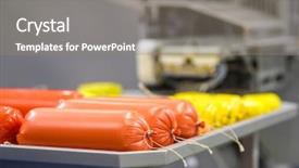  Presentation with food industry - PPT theme consisting of cold warehouse - food industry equipment background and a gray colored foreground