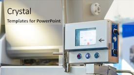  Presentation with food industry - Beautiful presentation theme featuring cold warehouse - food industry equipment backdrop and a soft green colored foreground