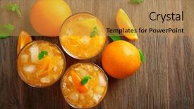  Presentation with cold water - Audience pleasing theme consisting of cold water - glasses of orange juice backdrop and a gold colored foreground