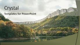  Presentation with fall lake - Presentation theme consisting of cold weather - children spending time background and a white colored foreground