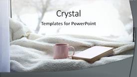  Presentation with tea cup - PPT theme featuring cold weather - cup of tea book background and a sky blue colored foreground