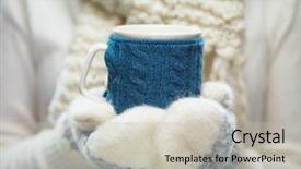  Presentation with winter weather - Cool new presentation theme with cold weather - female hands holding knitted winter backdrop and a light gray colored foreground