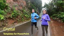  Presentation with healthy people - Slides consisting of cold weather - healthy lifestyle people running background and a tawny brown colored foreground