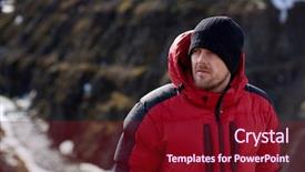  Presentation with mountain climb - Colorful PPT layouts enhanced with cold weather - portrait of man in wilderness backdrop and a tawny brown colored foreground