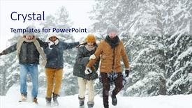  Presentation with forest winter - Colorful slides enhanced with cold weather - two amorous couples running backdrop and a sky blue colored foreground