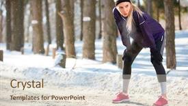  Presentation with winter weather - Colorful slide deck enhanced with cold weather - winter sporty woman on break backdrop and a lemonade colored foreground