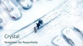  Presentation with parking lot - Audience pleasing presentation design consisting of cold weather stress - elevated view of snow covered backdrop and a sky blue colored foreground