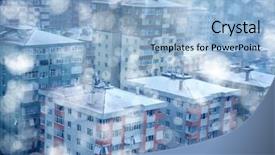  Presentation with city - Slide deck featuring cold weather stress - elevated view of snowing background and a light blue colored foreground