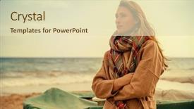  Presentation with job - Slides with cold weather stress - female taking outtime from stressful background and a  colored foreground