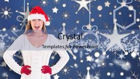  Presentation with festive - Cool new presentation with cold weather stress - festive blonde shouting at camera backdrop and a  colored foreground
