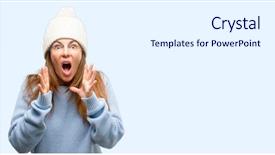  Presentation with winter blue - Audience pleasing PPT theme consisting of cold weather stress - middle age woman wearing wool backdrop and a white colored foreground