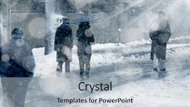  Presentation with elderly people walking difficulties - Colorful slide deck enhanced with cold weather stress - people walking on snow covered backdrop and a  colored foreground