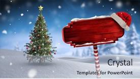  Presentation with winter landscape winter tree - Amazing presentation design having cold weather work - digital composite of wooden signpost backdrop and a light blue colored foreground