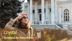  Presentation with outdoors - Theme with cold weather work - lovely young woman wearing background and a  colored foreground