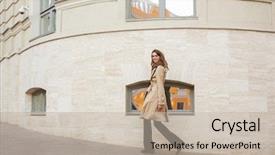  Presentation with love between man and woman - Slides having cold weather work - lovely young woman wearing background and a  colored foreground