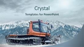  Presentation with tractor - PPT theme featuring cold weather work - tractor cleaning snow outdoors background and a sky blue colored foreground