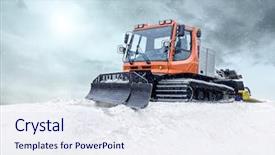  Presentation with tractor - Amazing presentation having cold weather work - tractor cleaning snow outdoors backdrop and a sky blue colored foreground