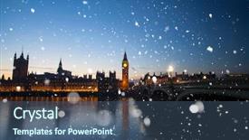  Presentation with falling snow - Audience pleasing PPT theme consisting of cold winter night with falling backdrop and a ocean colored foreground