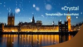  Presentation with purple night in the winter - Audience pleasing presentation design consisting of cold winter night with falling backdrop and a ocean colored foreground