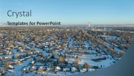  Presentation with residential - Theme having cold-winter-sunrise-over-residential background and a light blue colored foreground