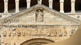  Presentation with santa - Colorful presentation enhanced with colegiata-of-santa-juliana-santillana backdrop and a coral colored foreground