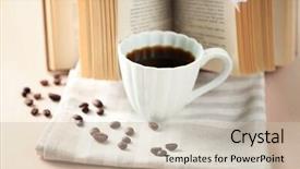  Presentation with coffee book - Beautiful presentation design featuring coler - still life with cup backdrop and a  colored foreground