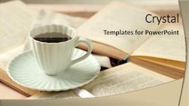  Presentation with cup coffee - Slide deck featuring coler - still life with cup background and a  colored foreground