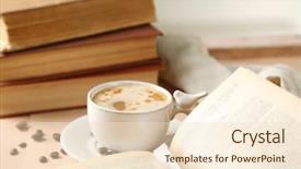  Presentation with coffee cup - PPT theme consisting of coler - still life with cup background and a  colored foreground