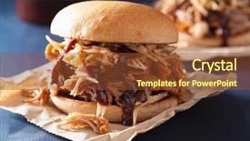  Presentation with burger - Theme having coleslaw and bbq sauce background and a tawny brown colored foreground