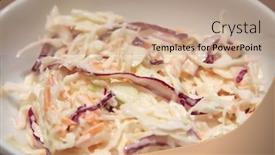  Presentation with salad dressing - Slide set consisting of coleslaw-chopped-vegetable-salad background and a coral colored foreground
