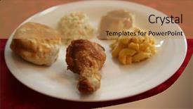  Presentation with macaroni cheese - Audience pleasing PPT layouts consisting of coleslaw mashed potatoes and gravy backdrop and a coral colored foreground