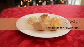  Presentation with macaroni cheese - Amazing slide deck having coleslaw mashed potatoes and gravy backdrop and a coral colored foreground