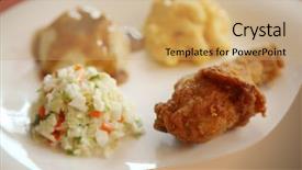  Presentation with macaroni cheese - Slides with coleslaw mashed potatoes and gravy background and a coral colored foreground