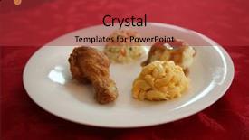  Presentation with macaroni cheese - Colorful theme enhanced with coleslaw mashed potatoes and gravy backdrop and a red colored foreground