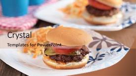 Presentation with paper - PPT theme with coleslaw on paper plate background and a coral colored foreground