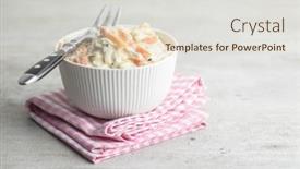  Presentation with salad - Audience pleasing slide set consisting of coleslaw-salad-made-of-shredded backdrop and a lemonade colored foreground