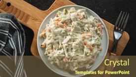  Presentation with mayonnaise - Colorful slide deck enhanced with coleslaw-salad-made-of-shredded backdrop and a tawny brown colored foreground