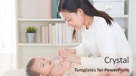  Presentation with mother baby - Beautiful PPT layouts featuring colic - baby massage asian mother massaging backdrop and a lemonade colored foreground