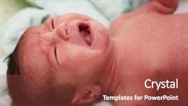  Presentation with infant - Colorful PPT layouts enhanced with colic - crying newborn infant backdrop and a tawny brown colored foreground