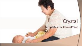  Presentation with crying - Colorful slide deck enhanced with colic - grandmother comforting crying grandson isolated backdrop and a sky blue colored foreground