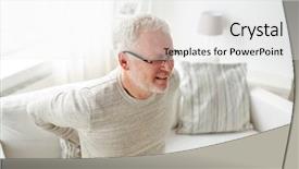  Presentation with back pain - Colorful theme enhanced with colic - people healthcare and problem concept backdrop and a white colored foreground