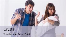  Presentation with crying baby - Cool new slides with colic - young dad cannot stand baby backdrop and a light blue colored foreground