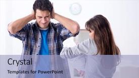  Presentation with baby crying - Colorful slides enhanced with colic - young dad cannot stand baby backdrop and a light blue colored foreground