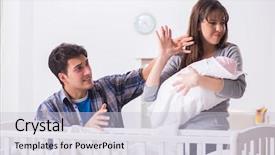  Presentation with baby crying - Cool new presentation design with colic - young dad cannot stand baby backdrop and a lemonade colored foreground